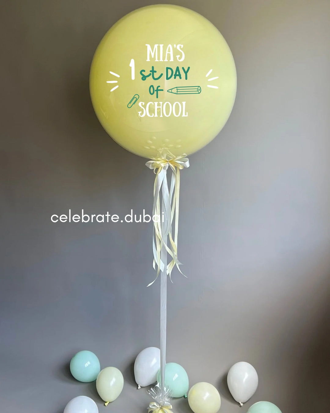 First Day Of School Customized Helium Balloon Bouquet: Personalized Balloon With Text