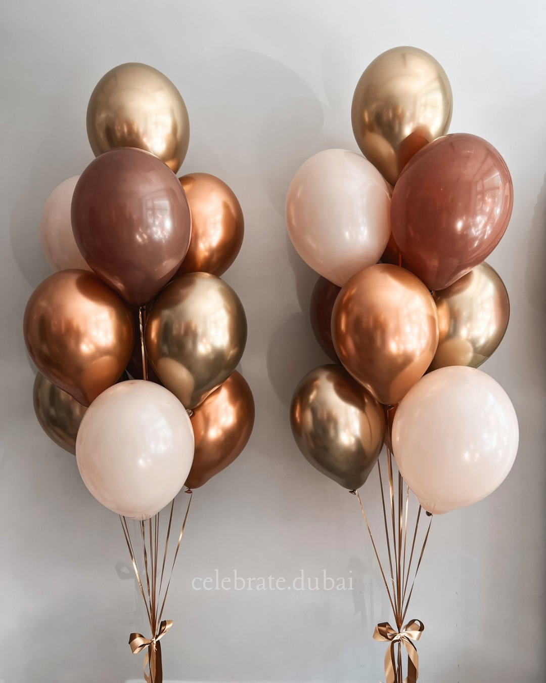 Helium Balloon Bouquet: 20 Pcs Helium Balloons In Copper, Gold And Beige