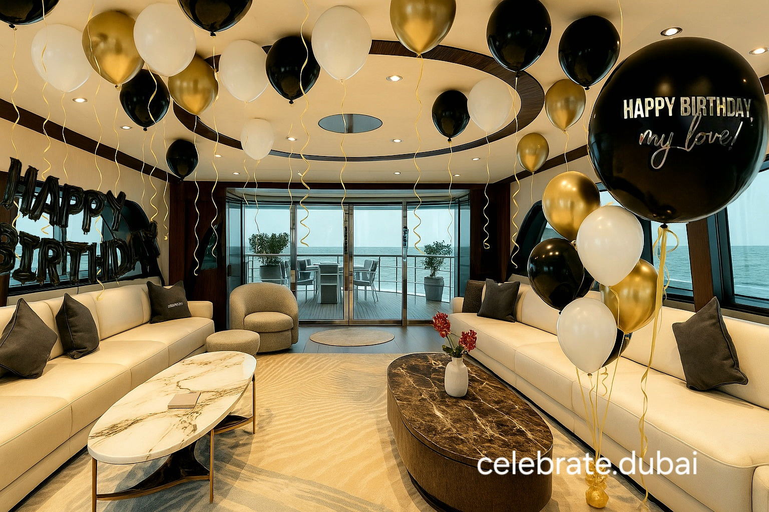 Happy Birthday Room Decoration: 25 Ceiling Helium Balloons, Customized Balloon With Text, Happy Birthday Balloon Banner