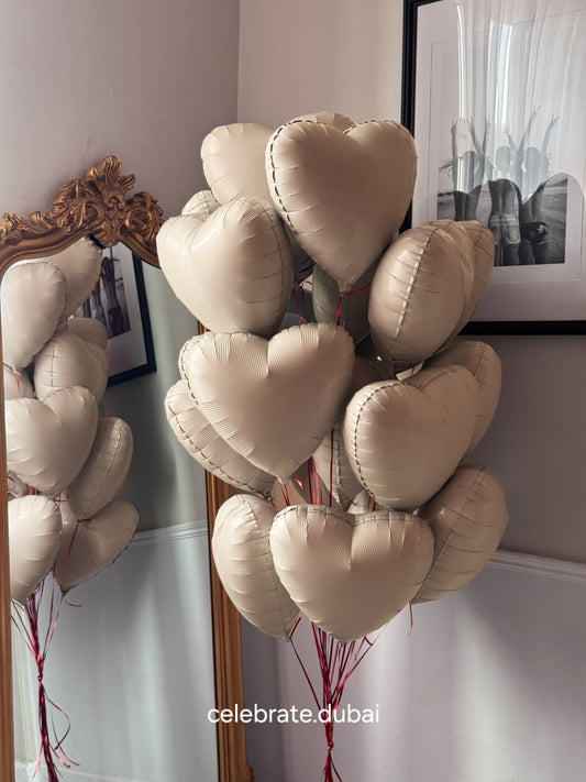 Helium Beige Heart Balloons 20 Pcs: Foil Balloons For Valentine’s And Romantic Decor