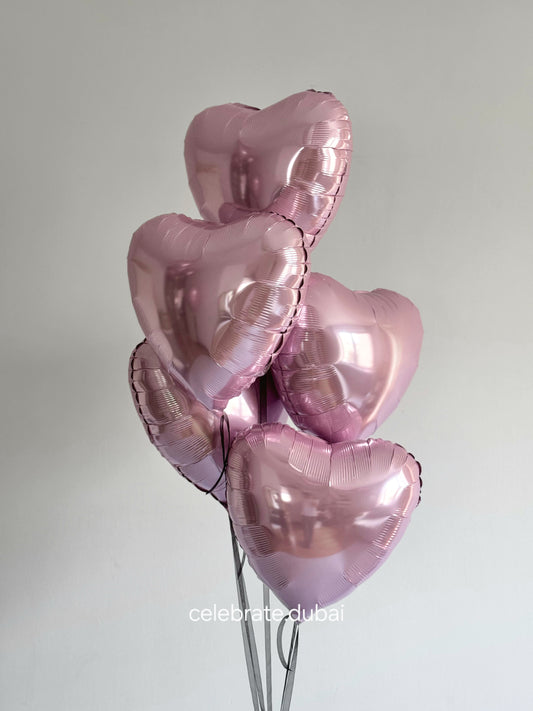 Helium Pink Heart Balloons 5 Pcs: Foil Balloons For Valentine’s And Romantic Decor
