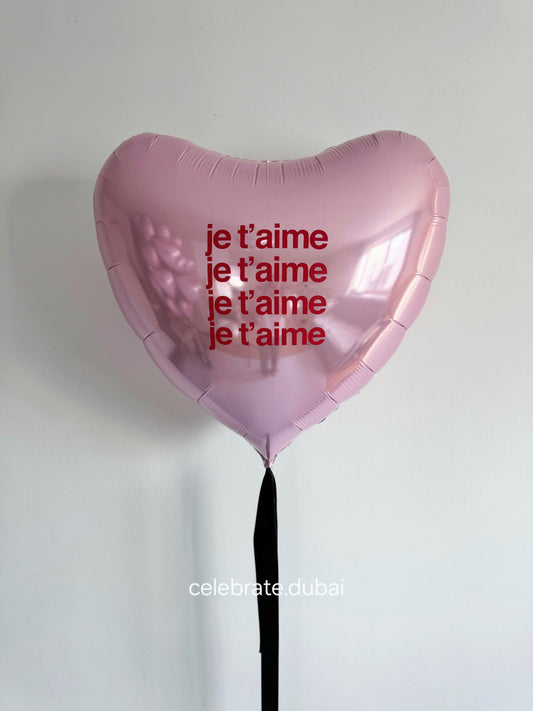 Helium Pink Heart Personalized Balloon With Text: Foil Balloon For Valentine’s And Romantic Decor