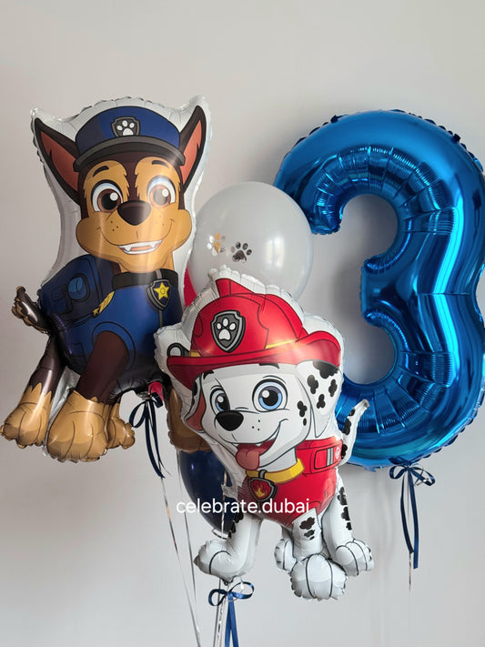 Paw Patrol Helium Balloons With Foil Number Balloon